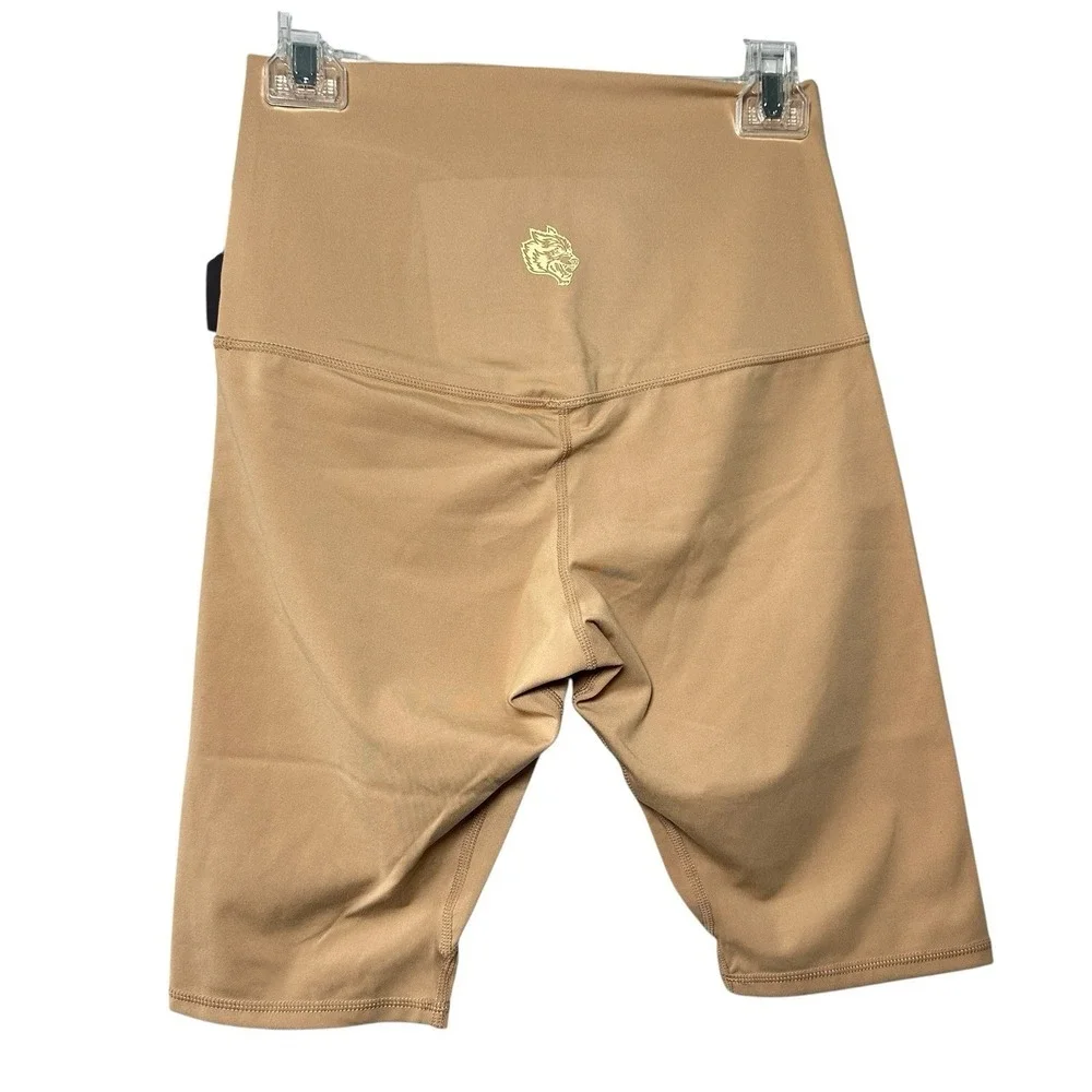 NWT Darc Sport She Wolf Head Biker Shorts Size M Brown High Waist Gym Streetwear